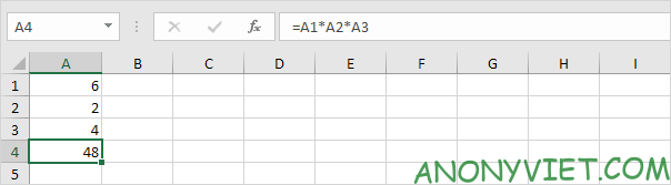 Phép nhân trong 1 khoảng Excel