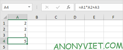 Ví dụ 1 về thứ tự các dấu trong Excel