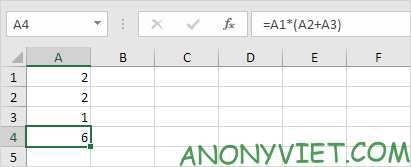 Ví dụ 2 về thứ tự các dấu trong Excel