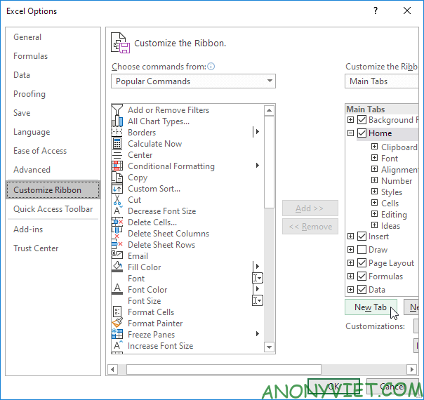 Bài 23: Cách sử dụng Customize the Ribbon trong Excel