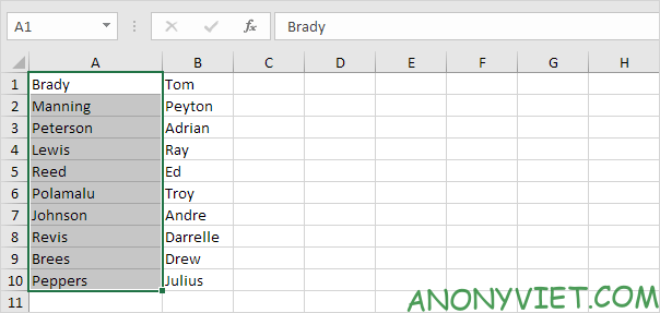 Kết quả Text to Column Excel