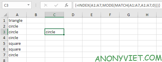 Bài 208: Giá trị xuất hiện xuyên nhất trong Excel