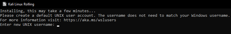 Set username and Password WSL
