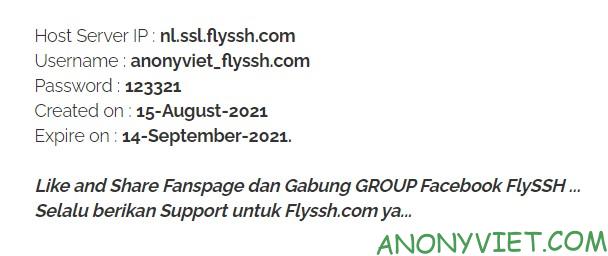 FlySSh đăng kí thành công