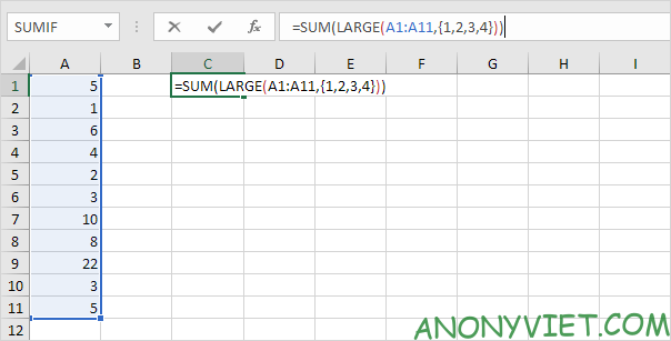 Lesson 205: Sum the largest numbers in Excel 7