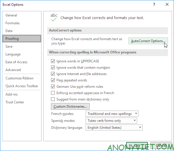 Bài 38: Cách kiểm tra chính tả trong Excel