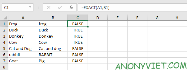 Bài 149: Cách so sánh văn bản trong Excel
