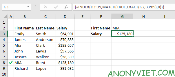 Bài 159: Tra cứu phân biệt chữ hoa chữ thường trong Excel