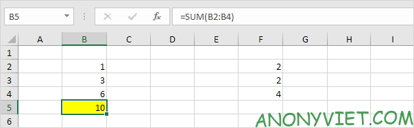 Chọn ô B5 Excel
