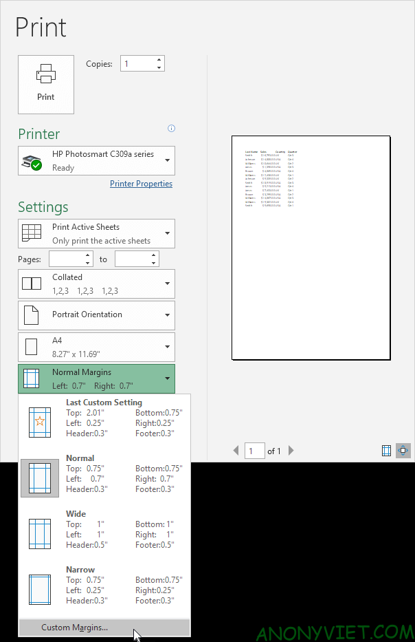 Bài 87: Cách căn giữa nội dung khi in trong Excel