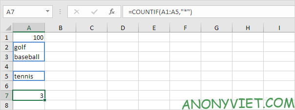 to count cells that contain text.