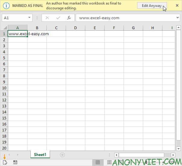 Bài 103: Cách sử dụng Mark as Final để thông báo phiên bản cuối cùng trong Excel 20