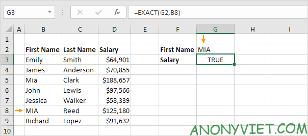 Bài 159: Tra cứu phân biệt chữ hoa chữ thường trong Excel