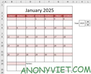 Lesson 58: How to create a Calendar in Excel - AnonyViet - English Version