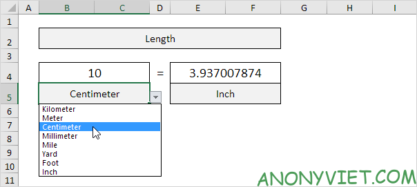 Bài 72: Cách chuyển đổi đơn vị từ cm sang inch trong Excel