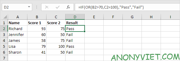 Bài 115: Điều kiện Or trong Excel