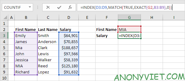 Bài 159: Tra cứu phân biệt chữ hoa chữ thường trong Excel 15