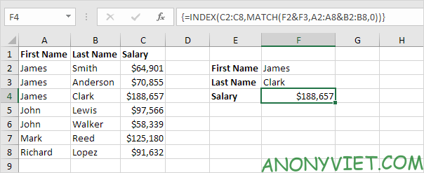 Bài 163: Tra cứu hai cột trong Excel