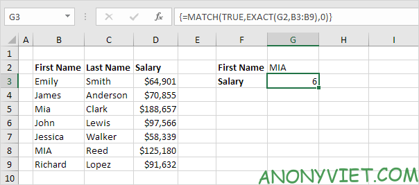 Bài 159: Tra cứu phân biệt chữ hoa chữ thường trong Excel 14