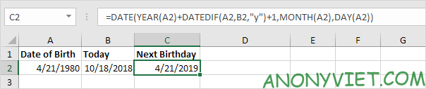 Bài 137: Tính ngày đến sinh nhật trong Excel 23
