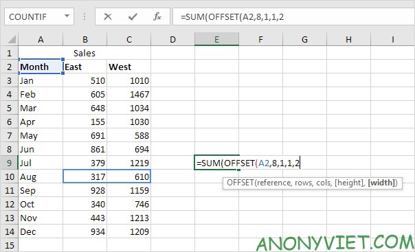 Bài 158: Cách sử dụng hàm Offset trong Excel 13