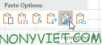 Chọn Paste Formatting Excel