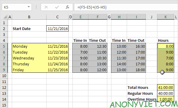 Bài 64: Cách tạo bảng thời gian biểu trong Excel 22