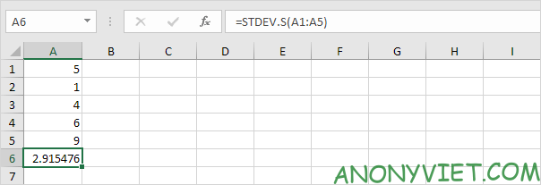 Bài 188: Cách sử dụng hàm STDEV trong Excel