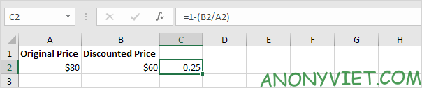 Trừ nó với 1 Excel Phần Trăm