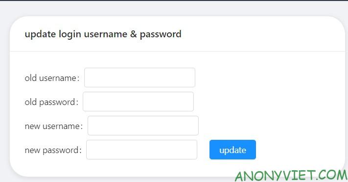 Change panel account and password