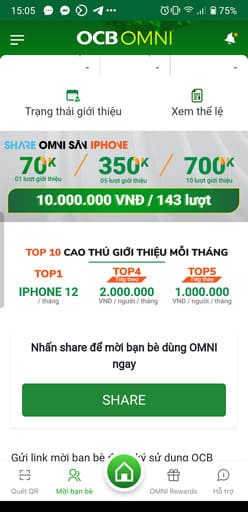 Cách nhận 100k miễn phí trên OCB OMNI 61