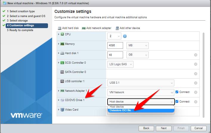 How to install Windows 11 on VMWare ESXI 9