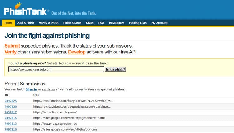 phishtank - kiểm tra link phishing