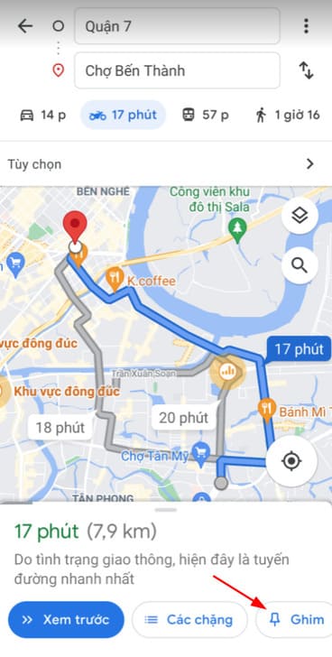 Cách lưu tuyến đường đi trên Google Maps 8