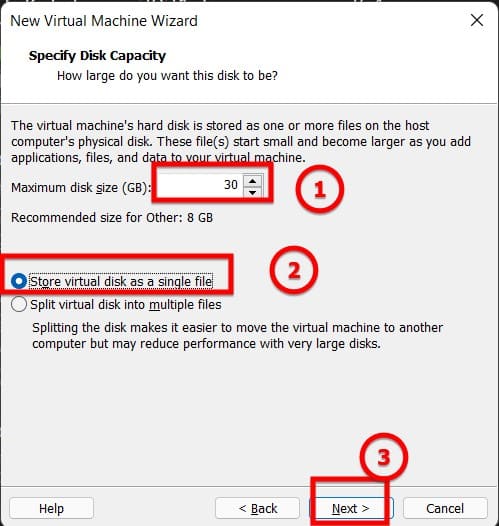 Setting disk size cho máy ảo