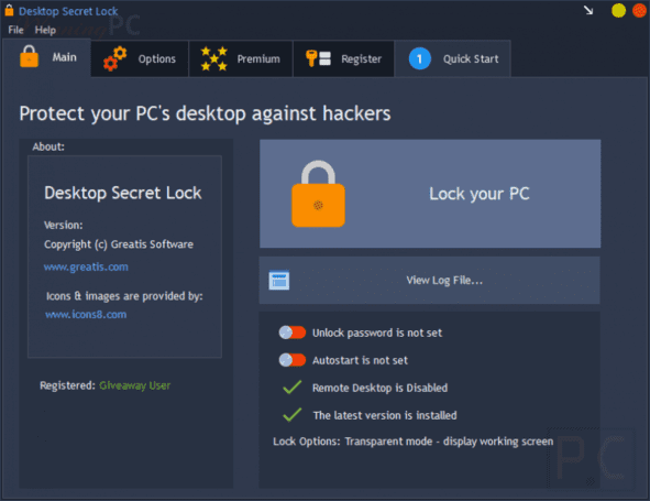 Download Desktop Secret Lock – Software to create a password to lock the Desktop screen