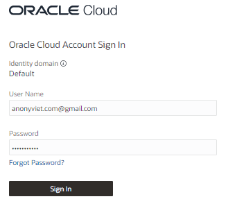 đăng nhập orcale cloud