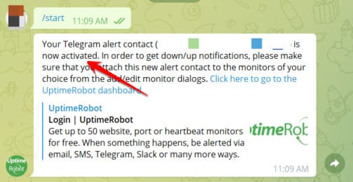 cảnh báo website bị sập bằng telegram