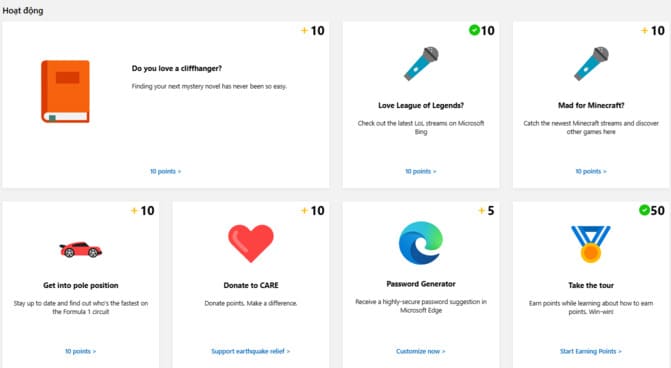 kiem diem Microsoft Rewards