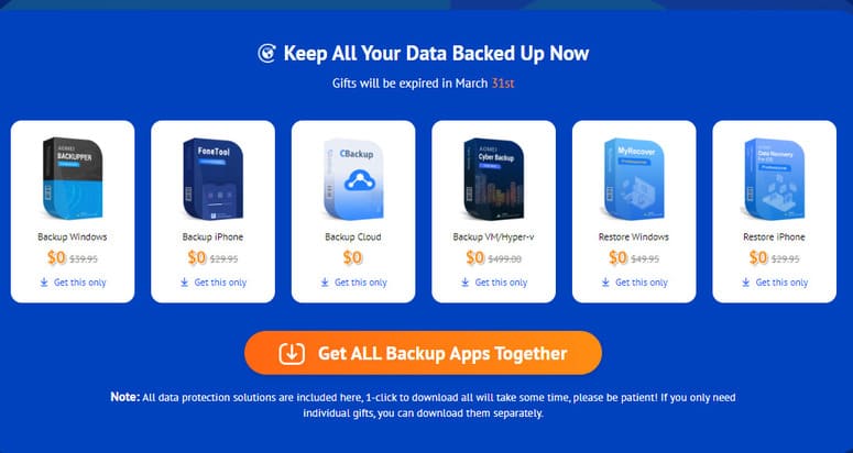 AOMEI gives away 6 Backup software worth 8 on World Backup Day