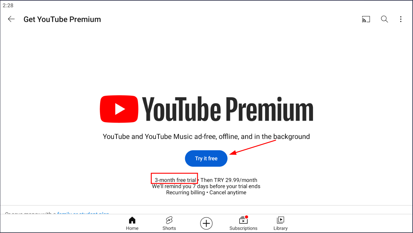 Cách đăng ký 6 tháng miễn phí Youtube Premium