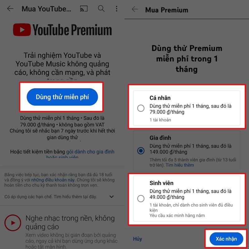 Cách đăng ký YouTube Premium