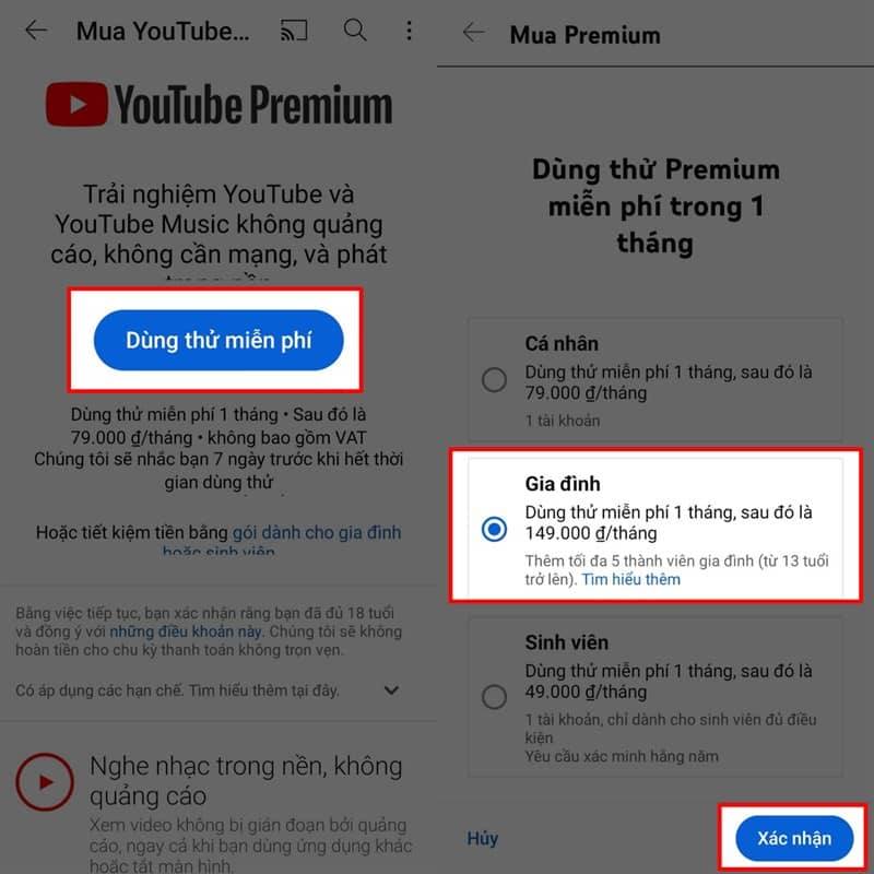 Cách đăng ký YouTube Premium