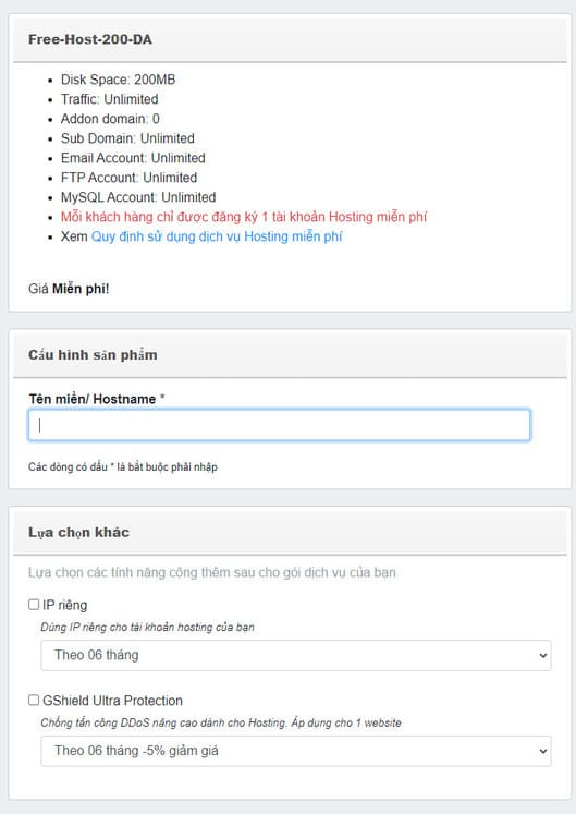 Cách đăng ký Hosting miễn phí không giới hạn băng thông