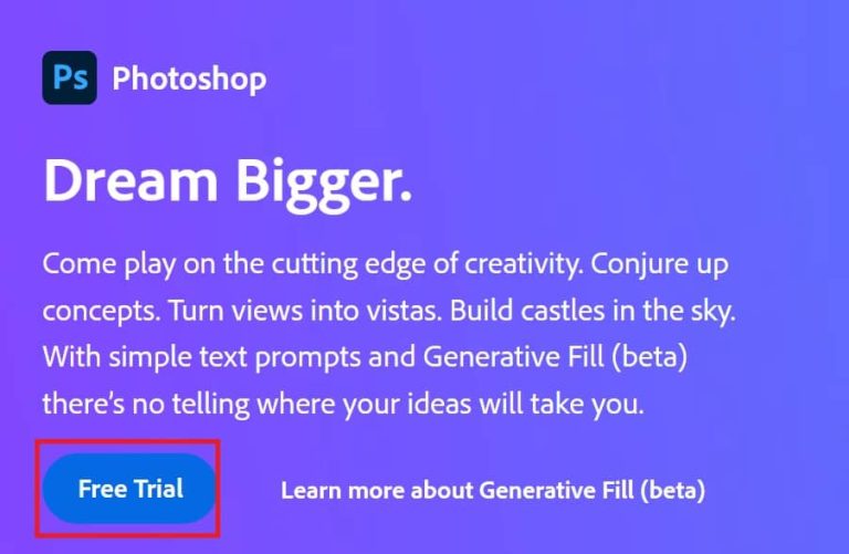 Cách đăng ký beta trial để dùng Generative Fill