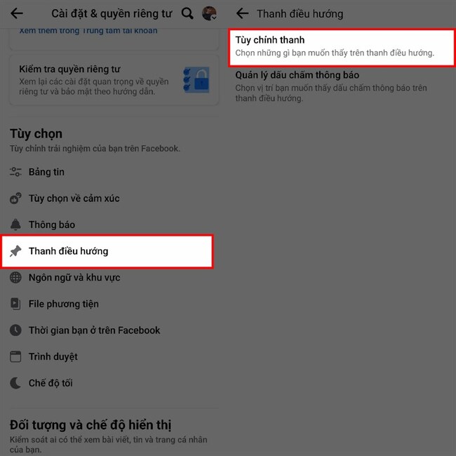 How to adjust the Facebook navigation bar