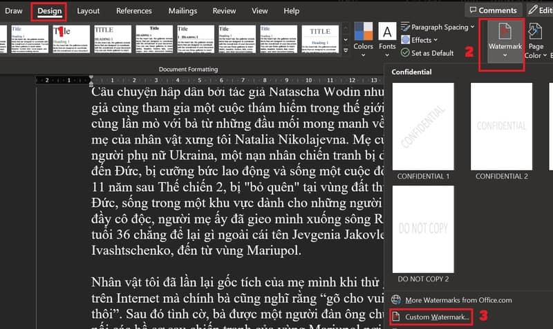 Cách đóng dấu watermark cho file Word Excel