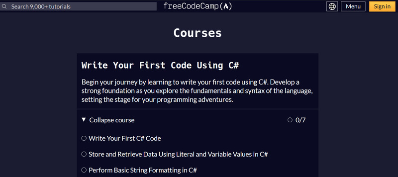 C# certification from Microsoft and freeCodeCamp