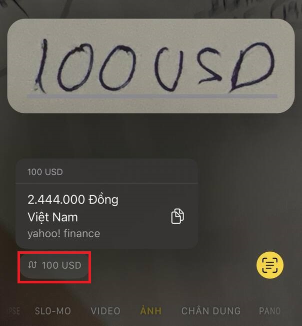 Convert currency using iPhone camera