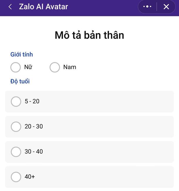 Create an AI avatar on Zalo